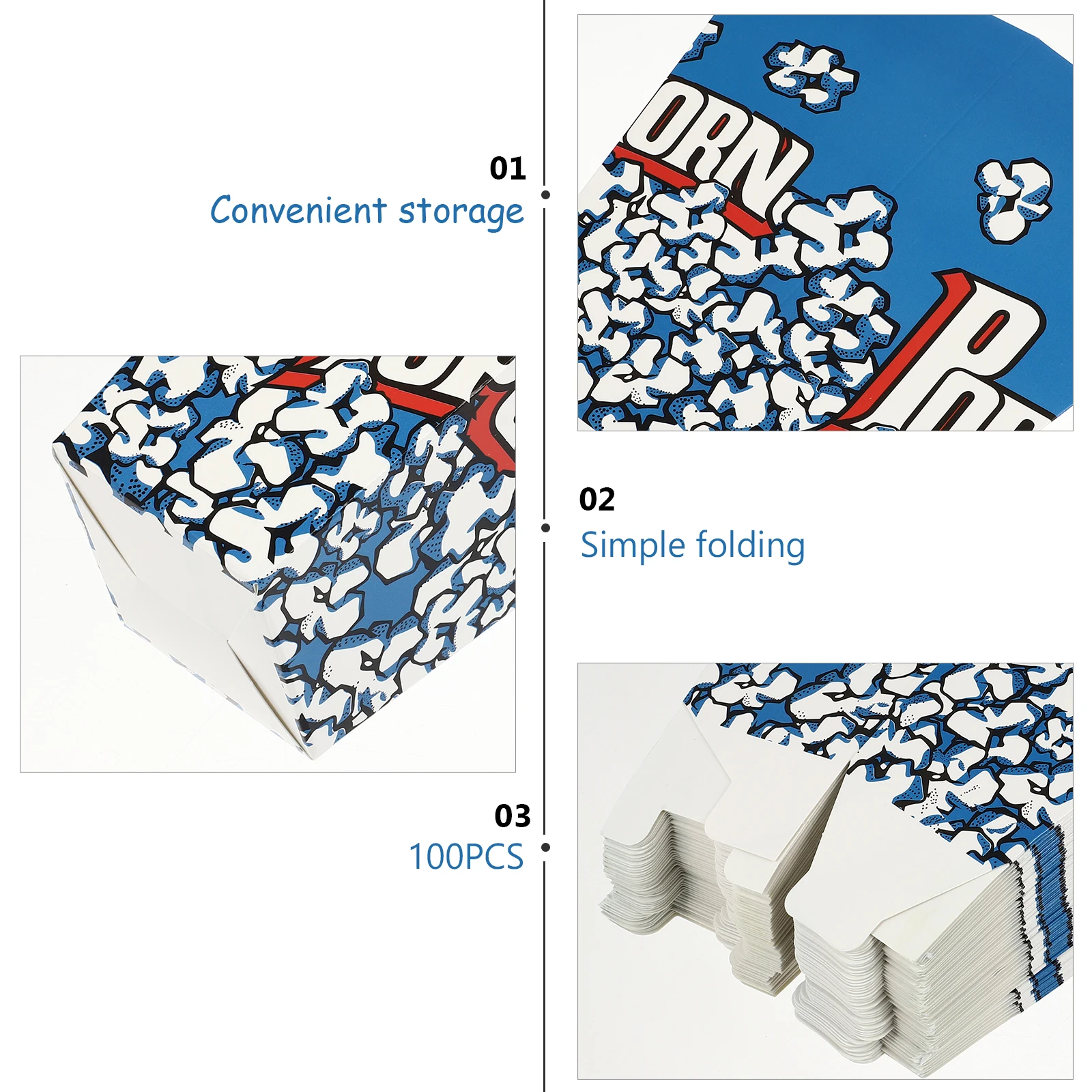 

100 Pcs Popcorn Box Boxes Small Microwave Containers for Party Paper Bowl Treat Holders Reusable