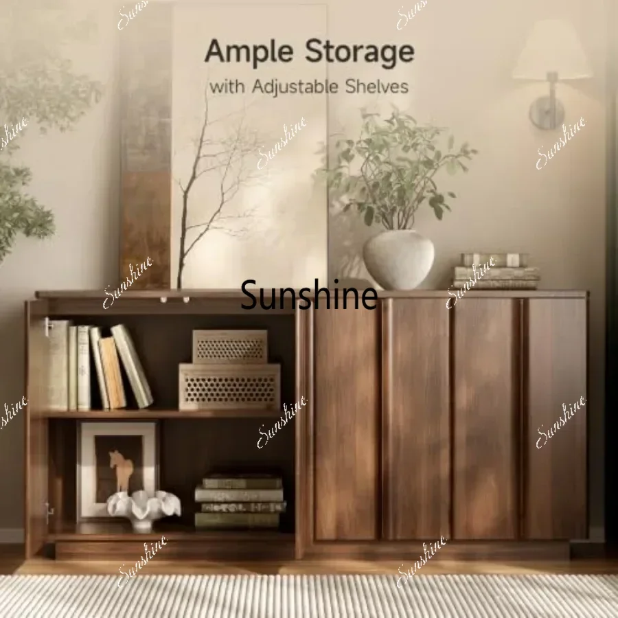 Sideboard Buffet Cabinet with Storage for dining room, engineered wood, walnut finish, spacious concealed storage and sleek