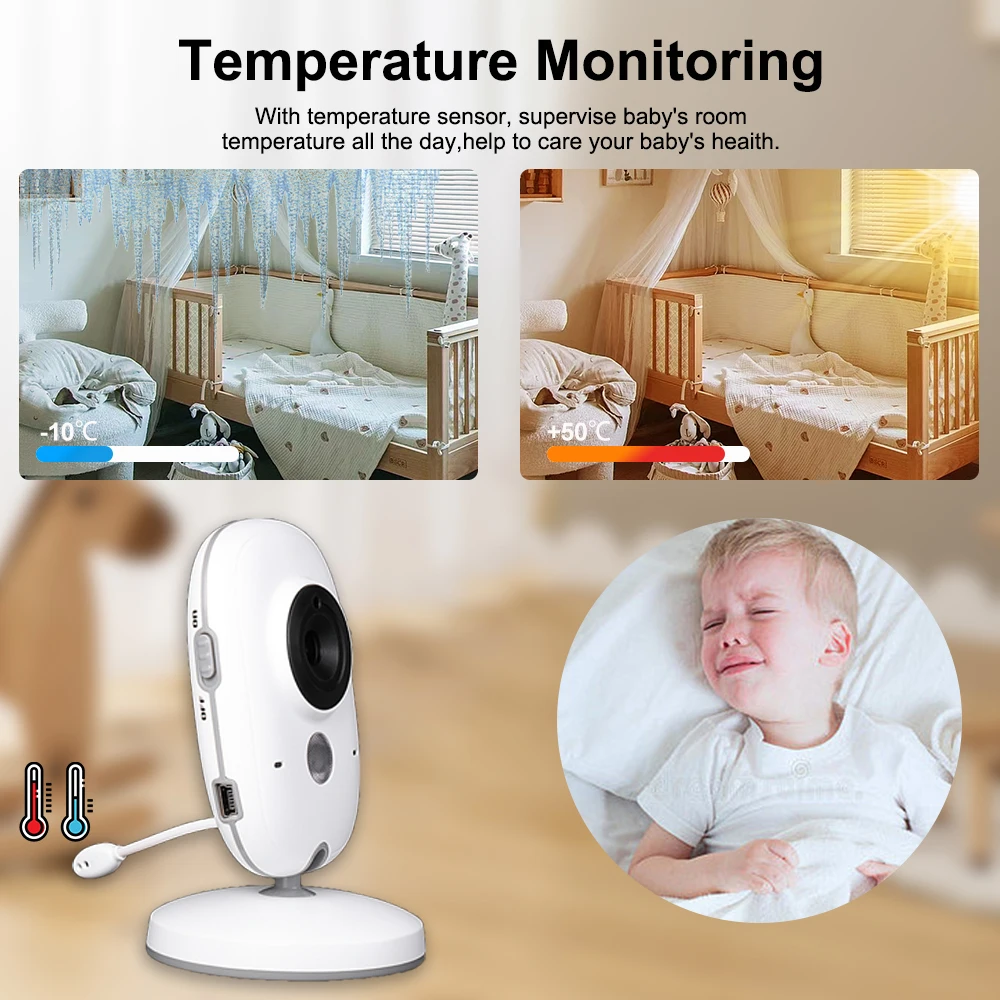 VB603 Video Baby Monitor 2.4G Mother Kids Two-way Audio Night Vision Surveillance Cameras with Temperature Display Baby Items