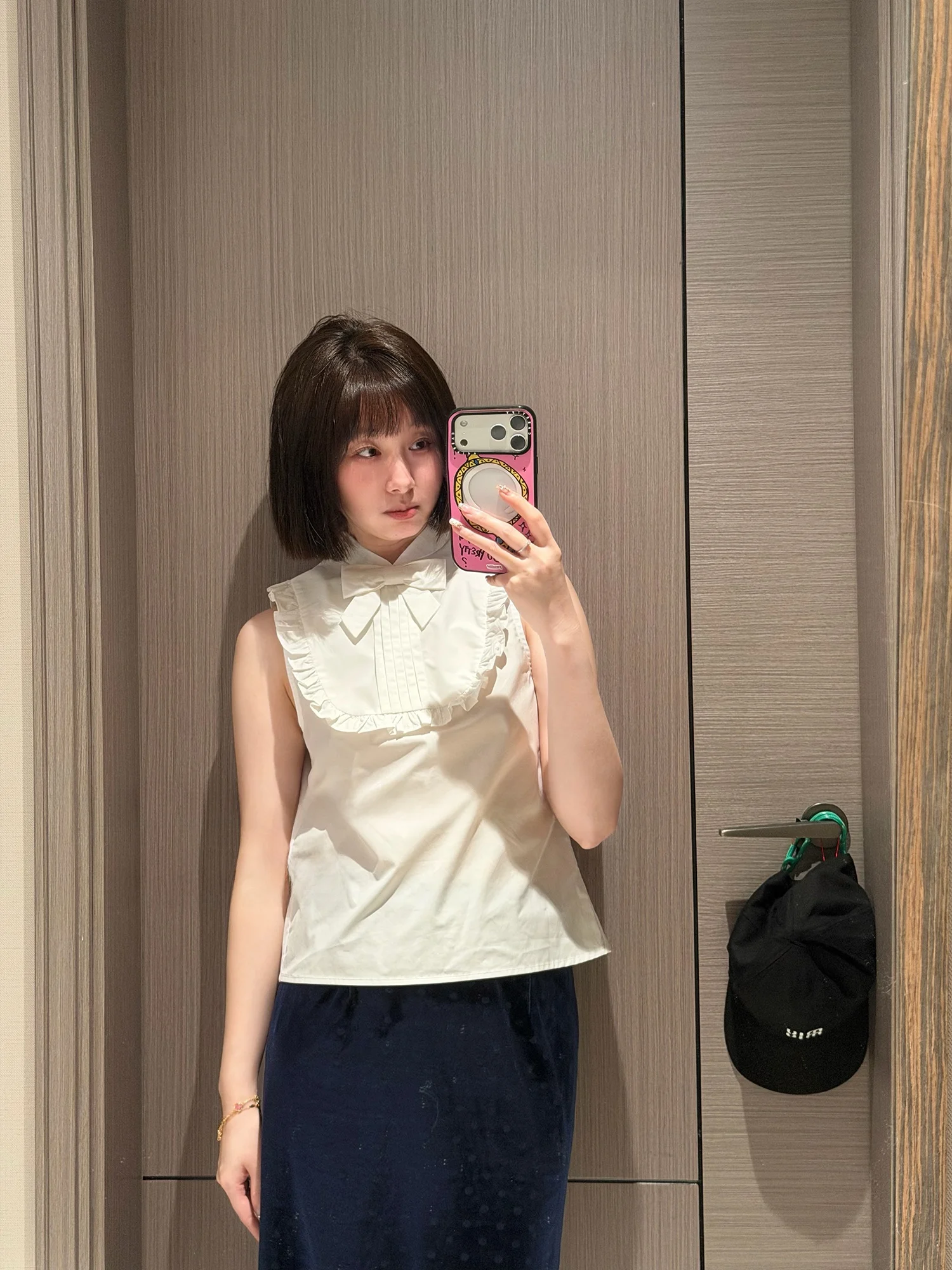 

Ele Faionable Lace Trim Svel Top for Commuting Cotton Breathable Comfortable Fit Knot Stand Collar irt