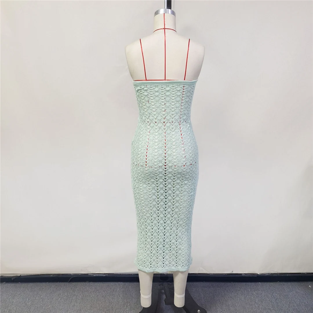 Bandeau-Tunika mit Ausschnitten, geknotet, gehäkelt, gestrickt, Strandkleid, Strandmode, Damen V6280 – Detail 8