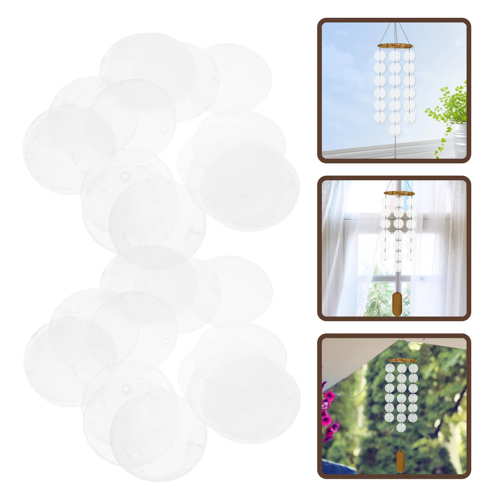 

100pcs Flat Mussel Shells Diy Shells Hanging Ornament Beads For Diy Jewelry Making Craft Wind Bell Decor Pendant Charms