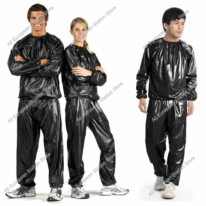 1 Juego de traje de Sauna para el sudor de alta resistencia, entrenamiento antidesgarro, Fitness, pérdida de peso, ropa adelgazante, traje deportivo de ejercicio de Color sólido para gimnasio