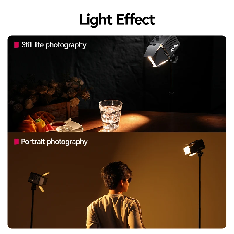 Ulanzi أربعة شفرة حاجز الضوء مع بونز صغيرة جبل حربة ، LT028 ، 40 واط COB LED