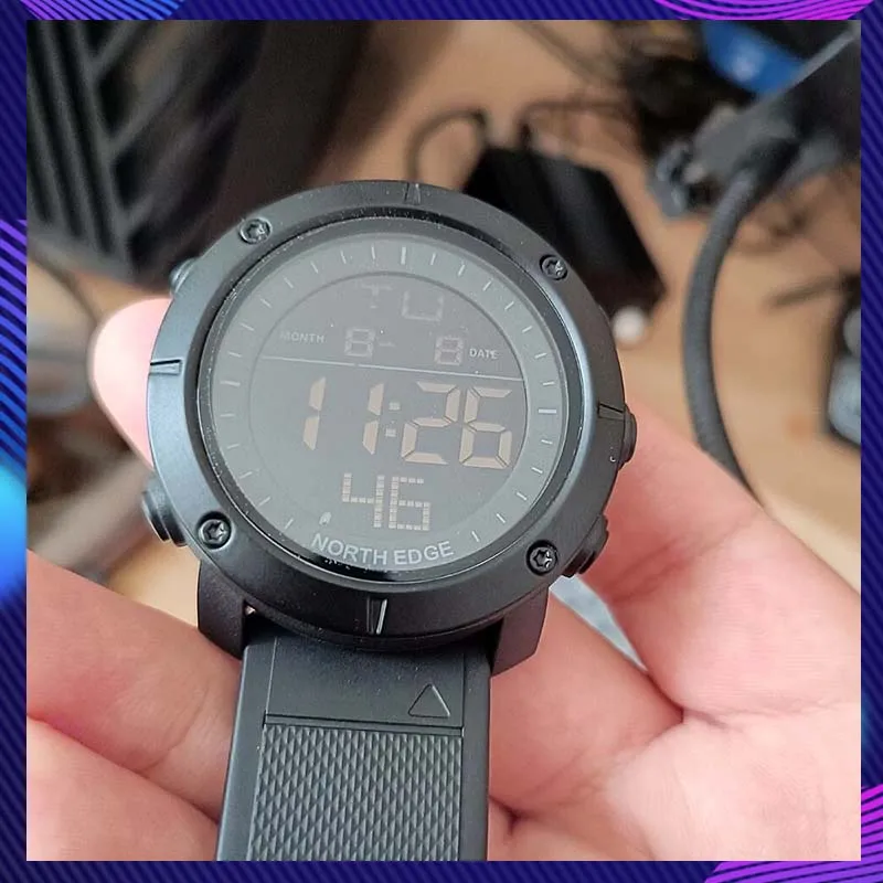North Edge Tank Digital Watch 50m Waterproof Stopwatch Outdoor Hiking Cycling Sports Multifunctional Tactics Watch Men Gift