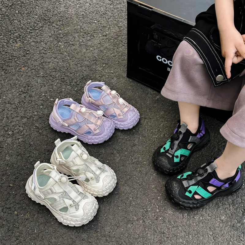 Boys Girls Sports Sandals 2025 Summer Non-slip Sole Toddler Beach Shoes Hollowed-out Versatile Chic School Outdoor Play Shoes