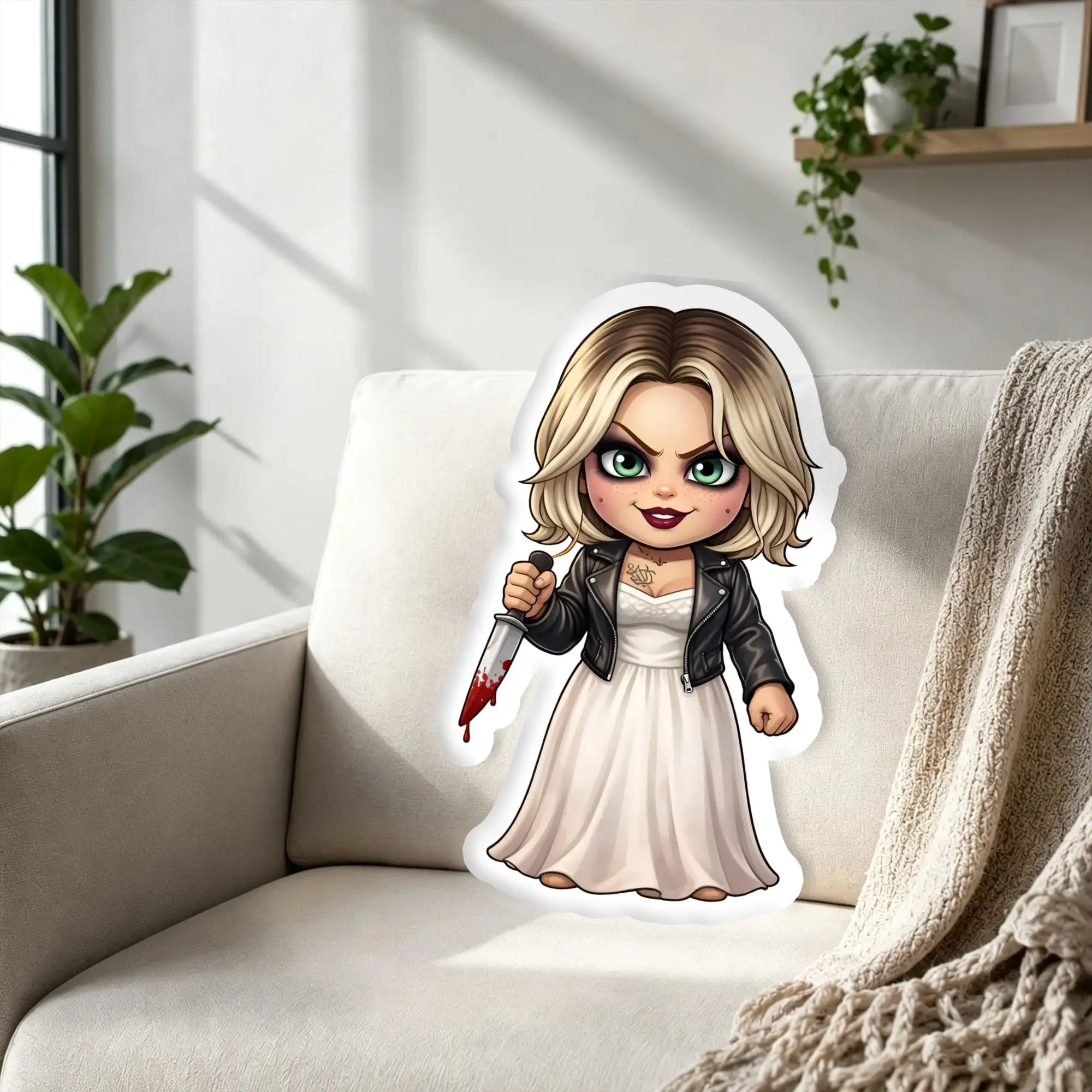 Custom Super Funny B-Brides of Chuckys Throw Pillows Soft Good Guys Plush Cushion Pillow for Bed Sofa Decoration Home