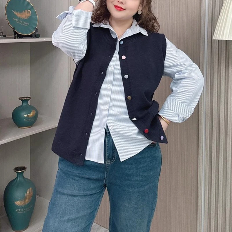 Plus size feminino bege com decote em v colete de malha cardigan casual sem mangas blusas de frente aberta primavera/outono