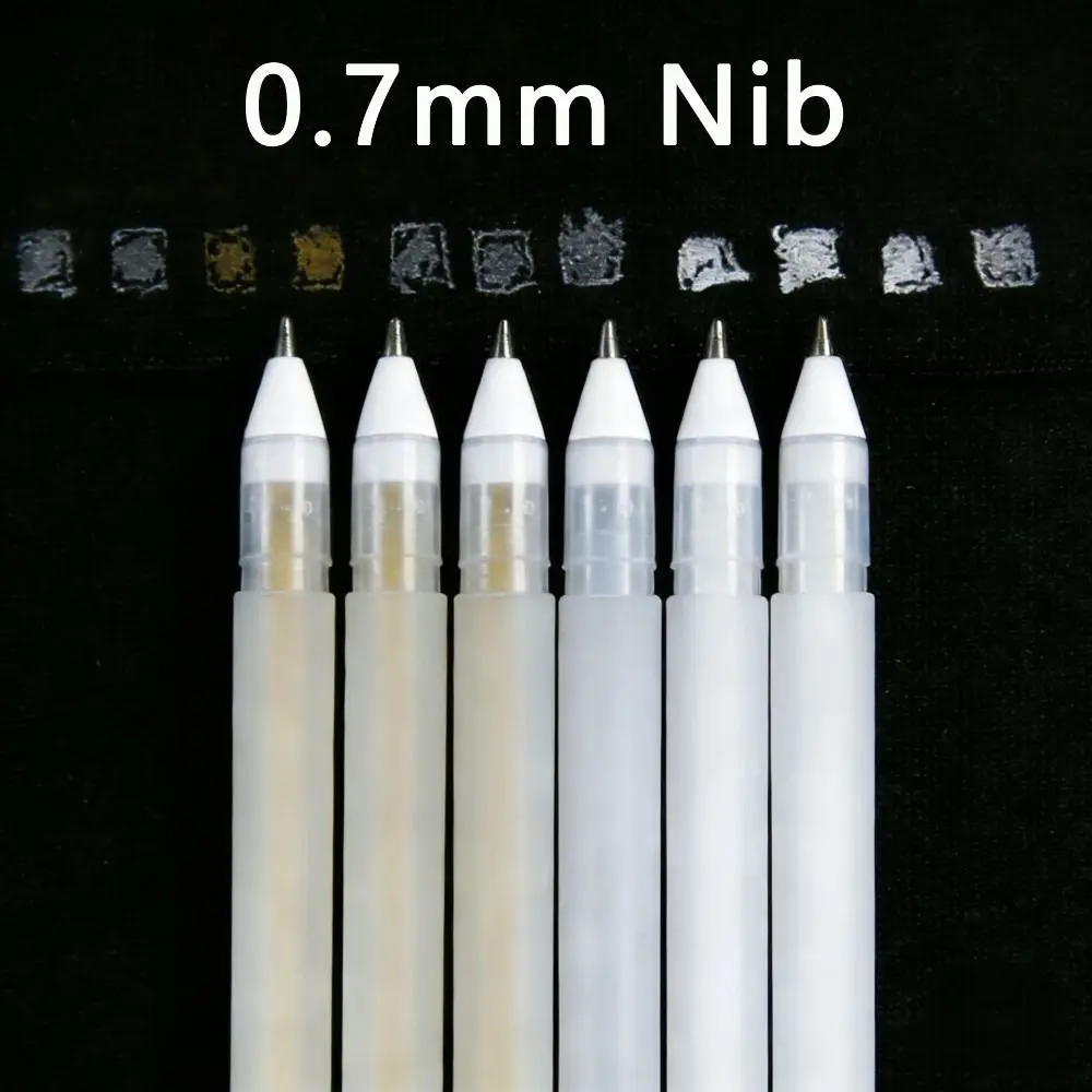 New 0.7mm Nib Highlighter Gel Pen Opaque Waterproof Metallic Pen White/Gold/Silver Ink Marker Pen Comic Illustration