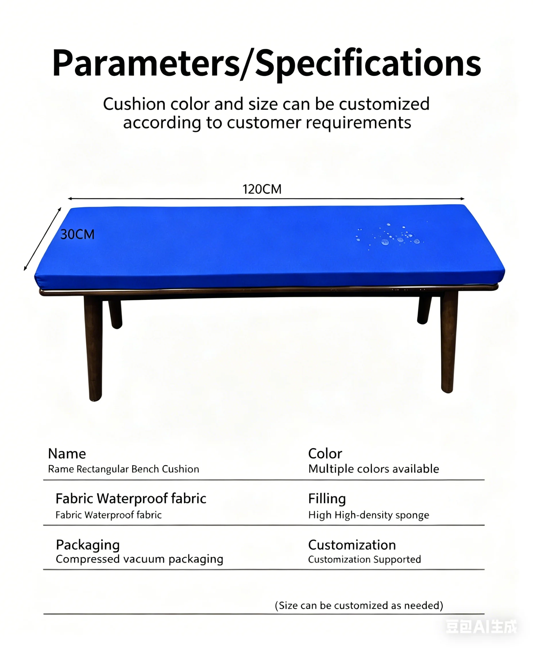 Custom-made Waterproof Cushions, UV-Resistant Furniture Cushions, Garden Bench Cushions, Pool Lounger Cushions
