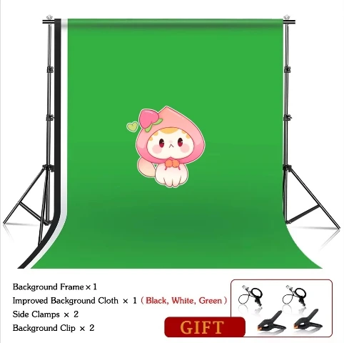 

SH Backdrop Support System Kit With Background Cloth For Muslins Backdrop Telescopic Background Stand Adjust With Carry Bag Clip
