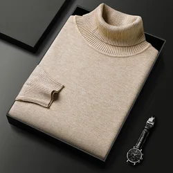 Suéter de cachemira para hombre, jersey de lana de cuello alto, suave y cálido, suéter de punto, Otoño e Invierno