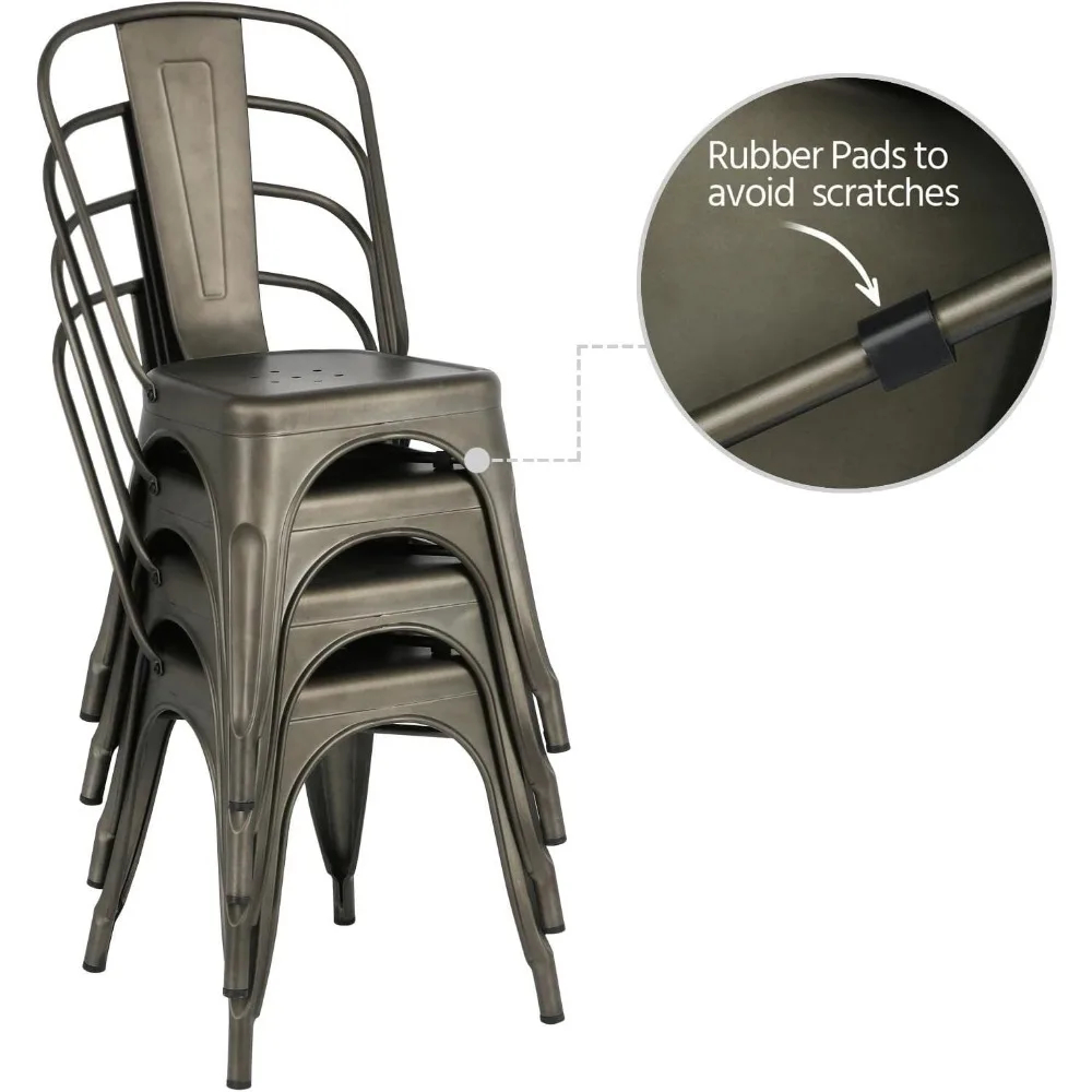 Ijzeren Metalen Eetkamerstoelen Stapelbare Zijstoelen Barstoelen Met Rugleuning Indoor-Outdoor Klassieker/Chic/Industrieel/Vintage Bistro