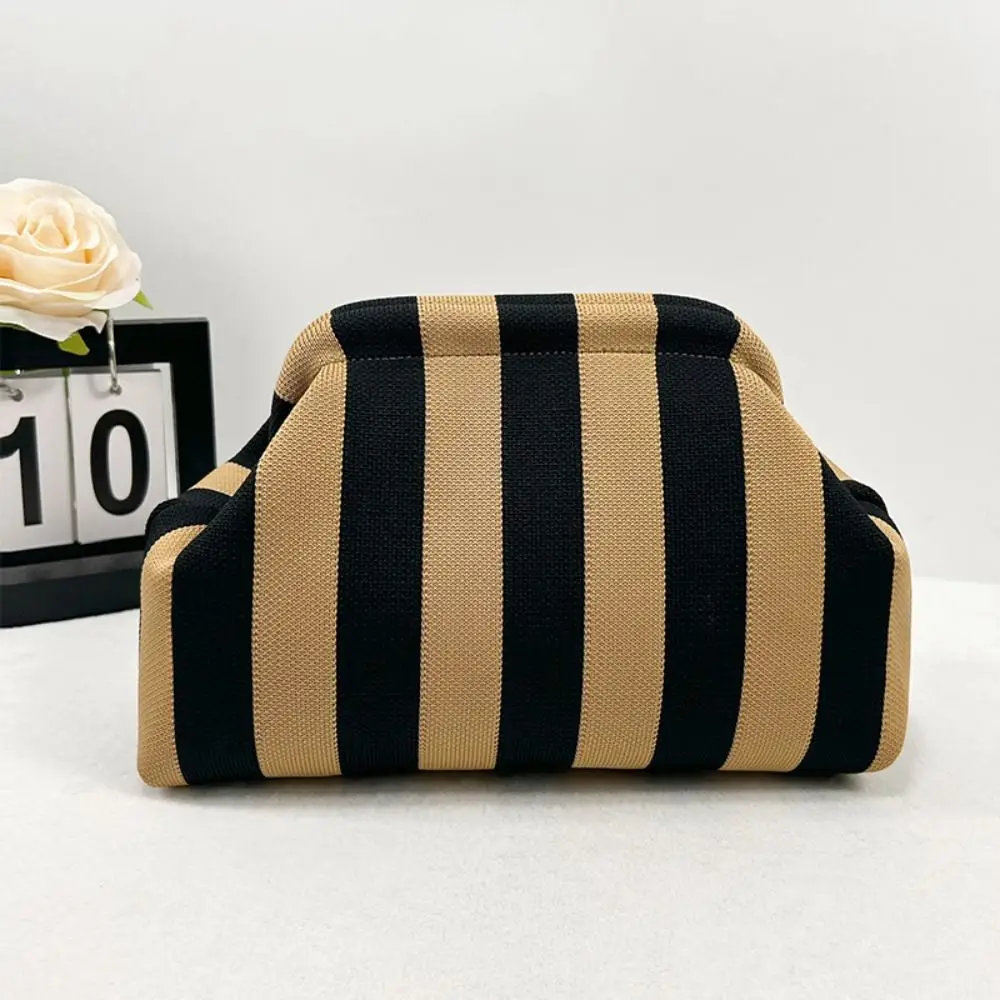 Bolsa de cosméticos portátil com fecho de mola, bolsa de cosméticos listrada colorida, grande capacidade, multiuso, bolsa de maquiagem, bolsa de higiene pessoal, presentes