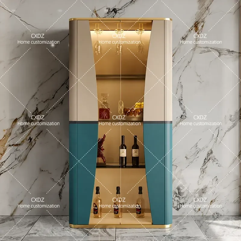 Modern Light Luxury Glass Wine Cabinet Wall Mounted Display Shelf for Restaurant Villa High End Italian Style Bookcase