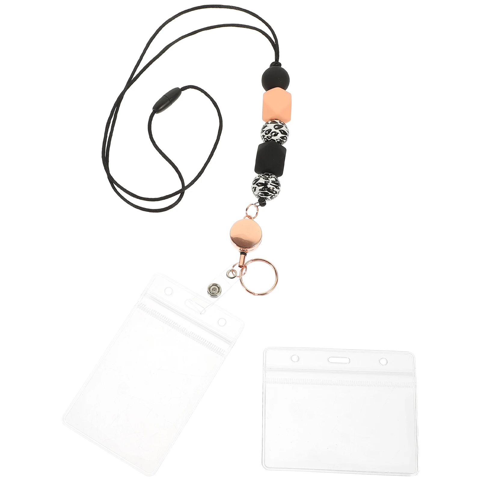 

1 set 1 Set Work Badge Holder Lanyard Card Cover Keychain Staff Student Nurse Lightweight Key Ring Id Sleeve Case For Work Cards