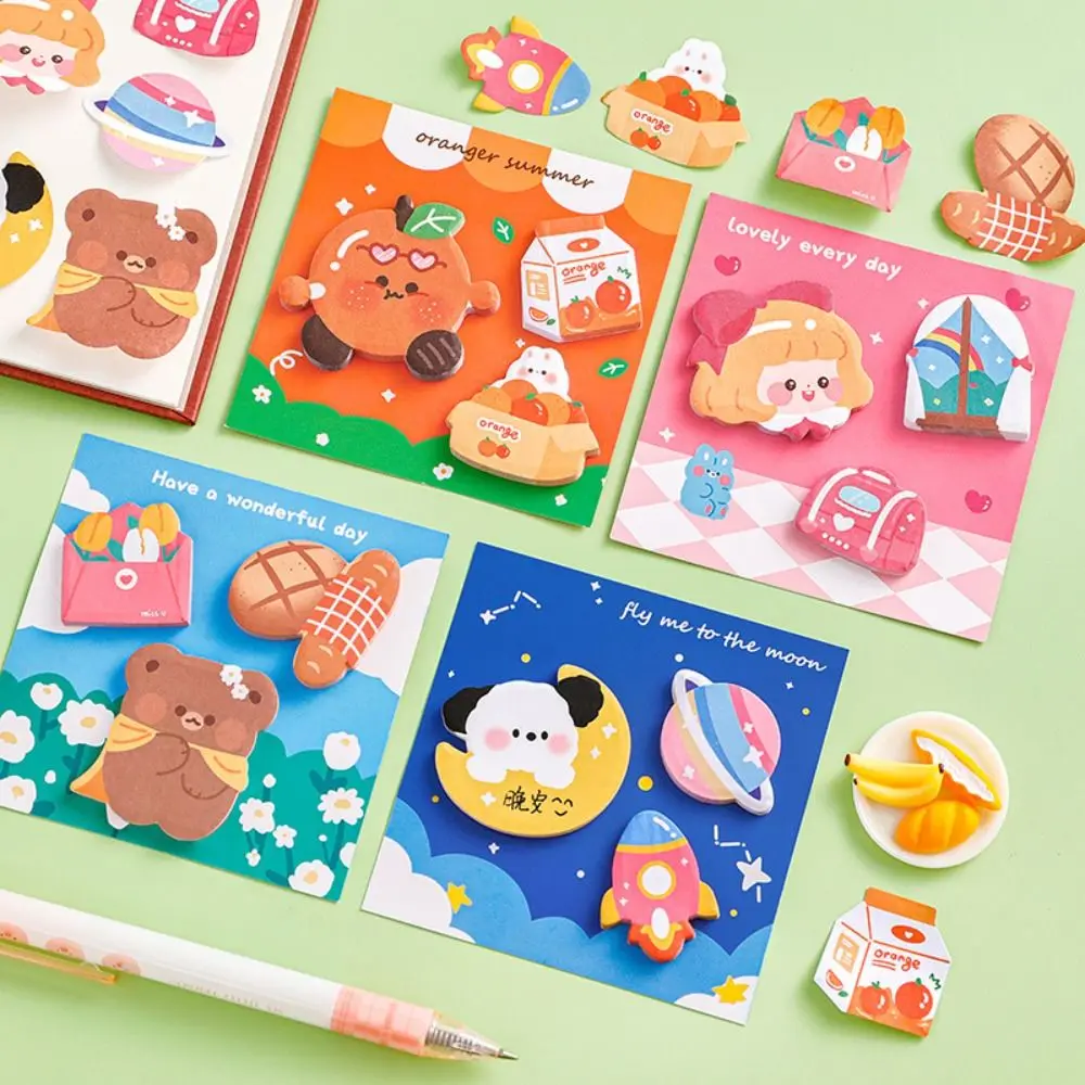 Cute Paper Cartoon Combination Sticky Notes Colorful Cartoon Messages Special Shaped Sticky Notes Pasted Leave Messages