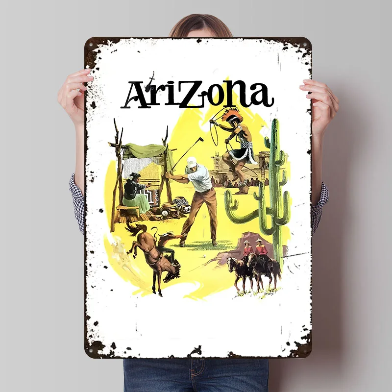 Things to Do in Arizona Poster Customized Vintage Metal Signs Wall Art Retro Tin Plaque for Bedroom Decoration Gaming House Home