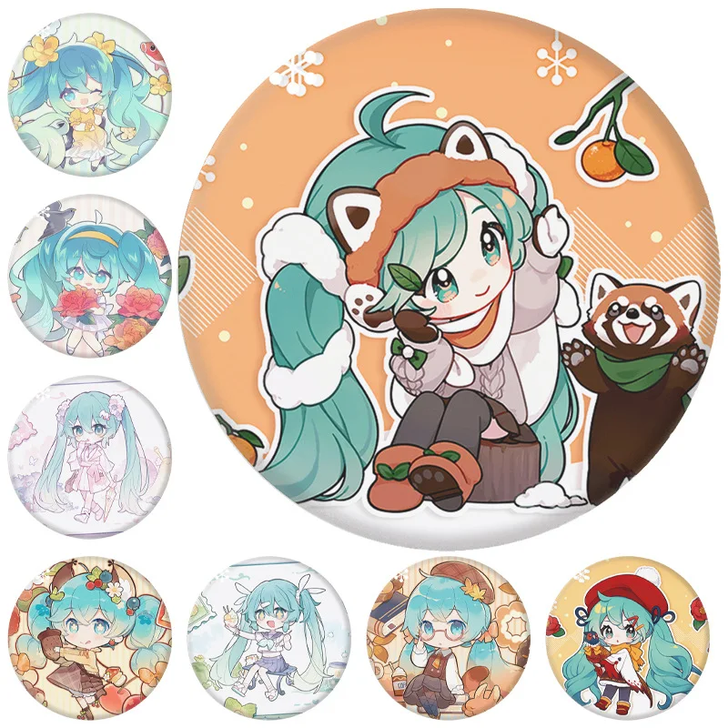 58mm Anime Chibi Hatsune Miku KAITO MEIKO Dog Cosplay Costume Badge Pin SPTE Tinplate Brooch Accessories Halloween Prop Gift