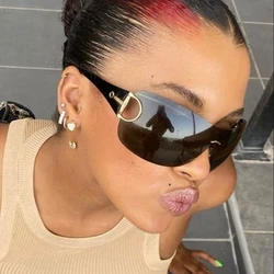 Vintage One Piece Sunglasses Women New Luxury Brand Dersigner Oversized Goggle Sun Glasses For Men Ladies Fashion Eyewear Shades
