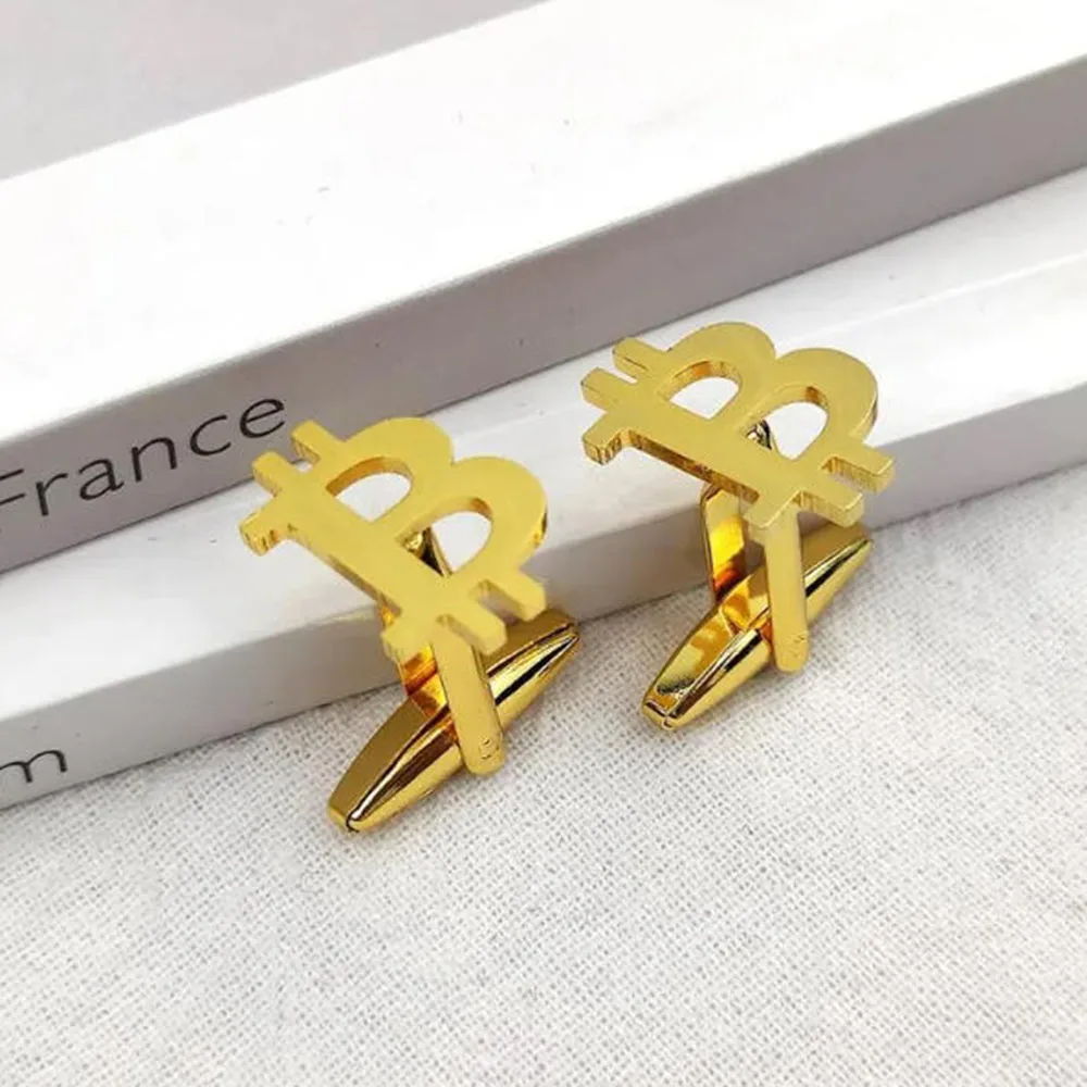 Men's Bitcoin cufflinks | Bitcoin themed men's gifts, blockchain business jewelry, cryptocurrency investor accessories