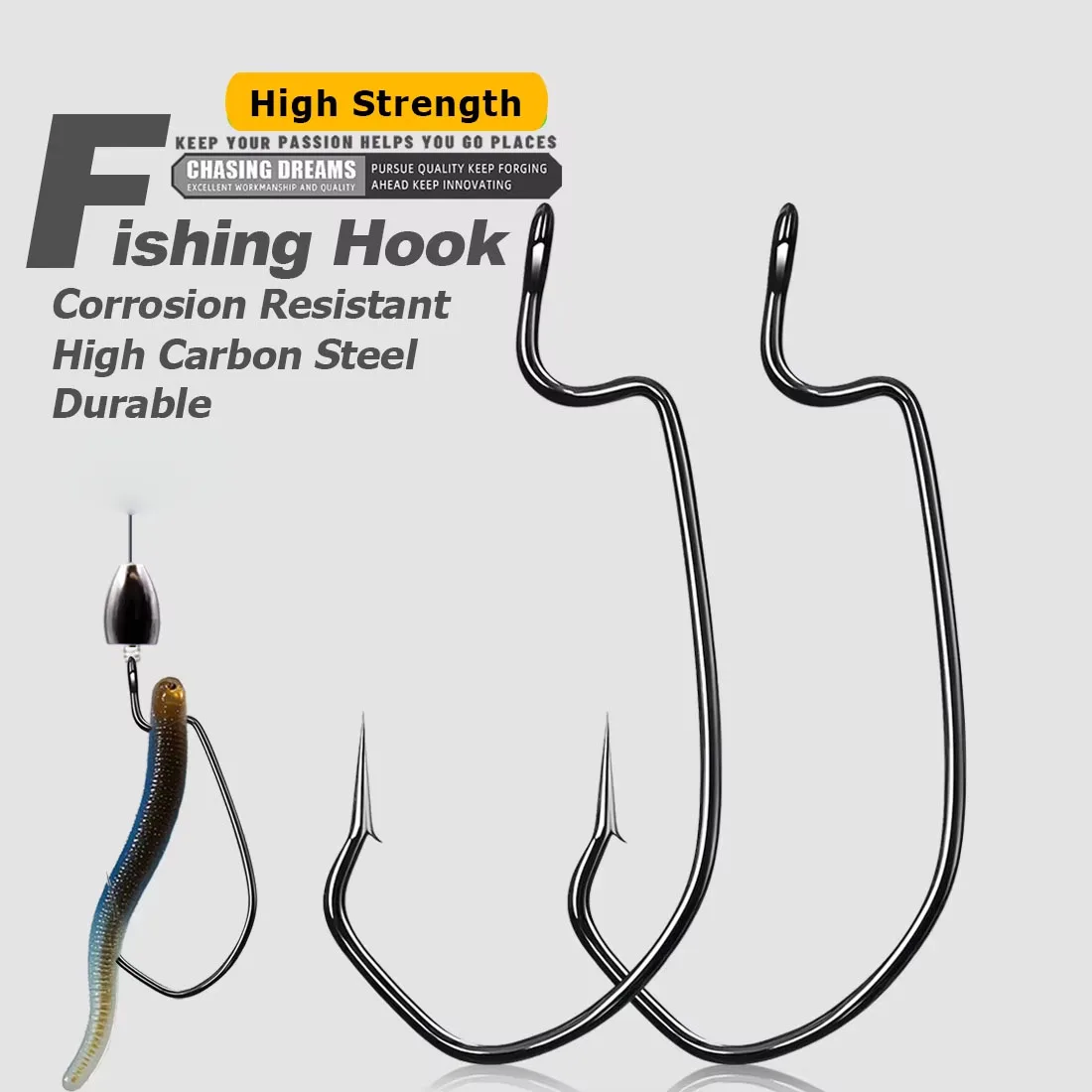 

25-100Pcs/box V-shaped Crank Hook Wide Belly Fish Hook With Barb Soft Bait Worm Fishing Hook Long Handle Sea Fishing Hook