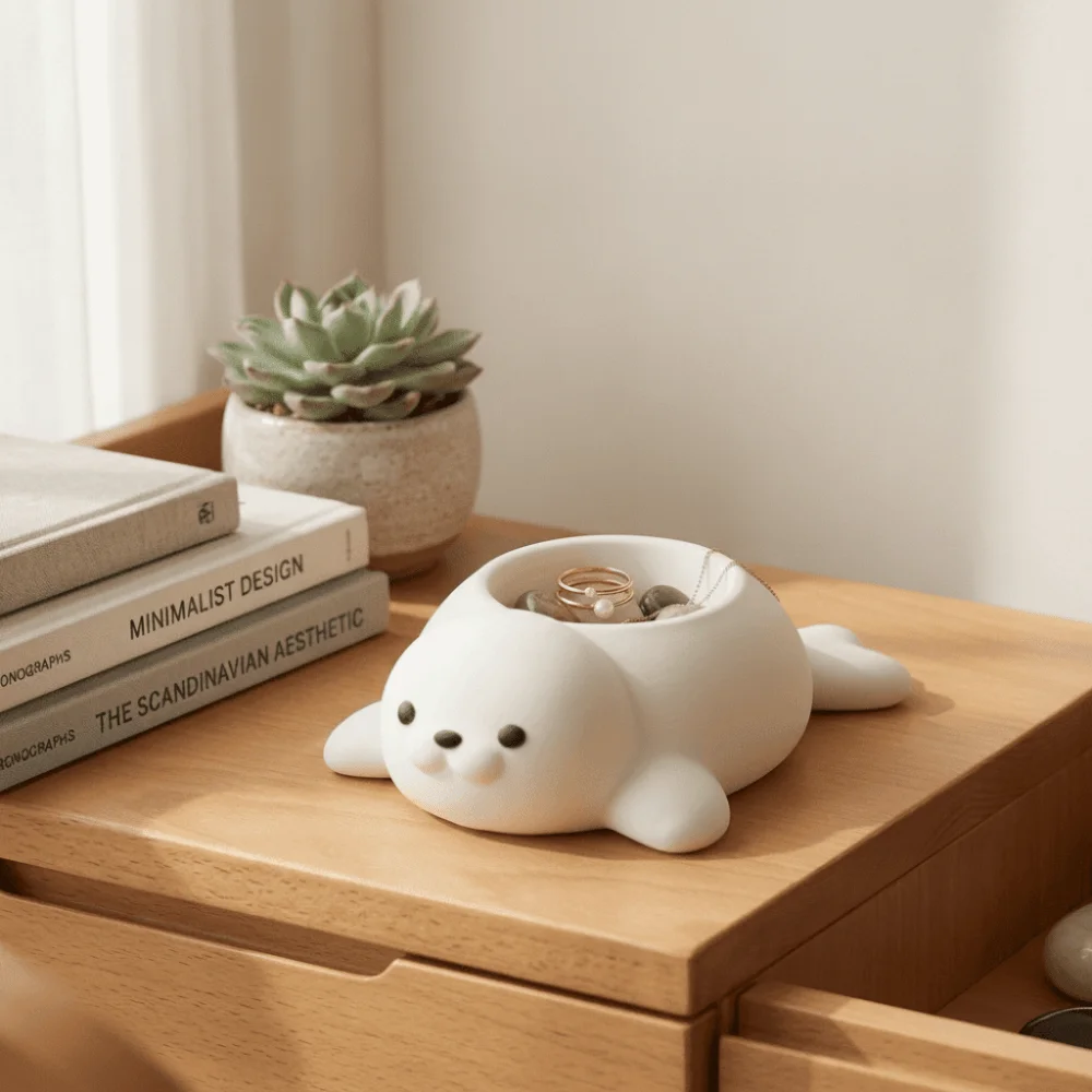 Multi-purpose 3D Printed Seal Flowerpot Home Decor Storage Box Plant Flower Pot Jewelry Holder Funny Desktop Ornaments Office