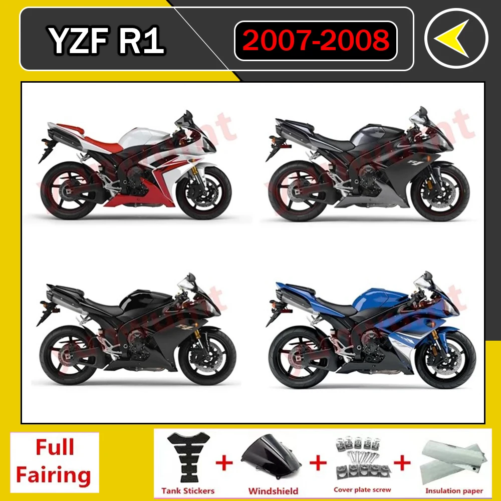 Motorcycle Fairing Set Body Kit Plastic For Yamaha YZF R1 YZFR1 YZF-R1 YZF1000 2007 2008 Accessory Injection Full Bodywork Cowl