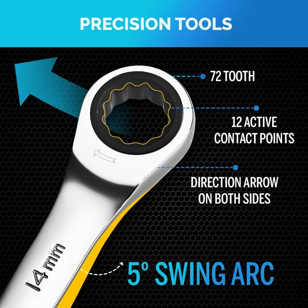 Komplettes Ratschenschlüssel-Set, 33-teilig – metrisch und standardmäßig – Ringel-Ratschenschlüssel-Set