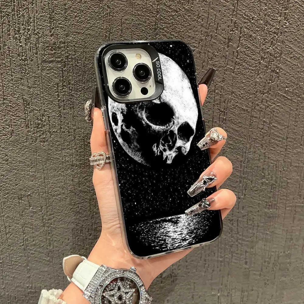 

Moon skull style Phone Case case for iPhone17 16 15 14 13 12 11 Pro/ Max/Plus shock-proof rear cover anti-fingerprint