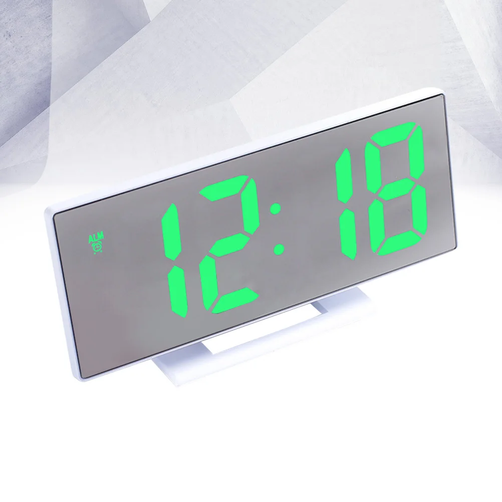 

Mirror LED Large Screen Alarm Clock White Shell Digital Display Desktop Hanging Bedside Clock Simple Design