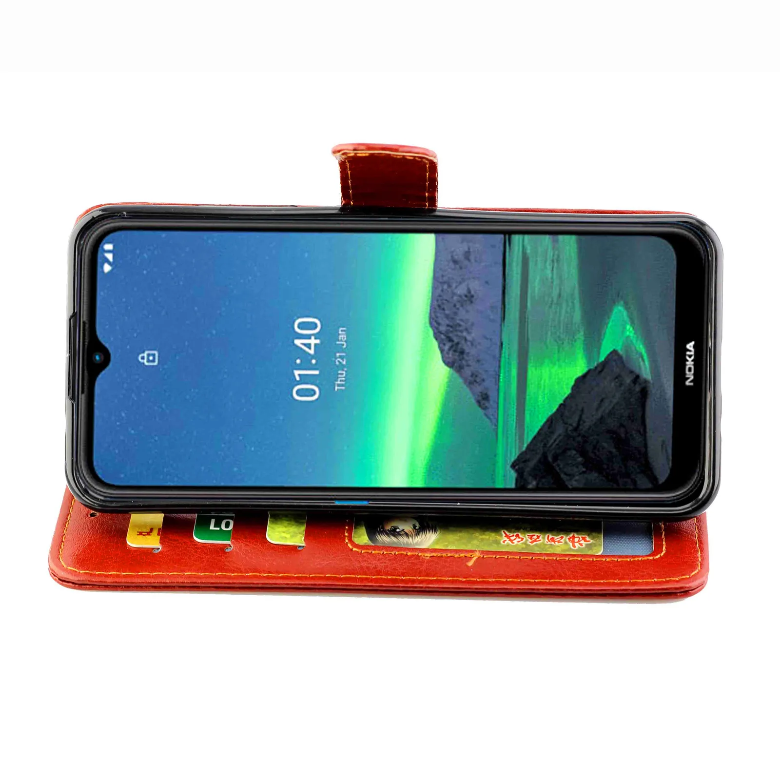 Luxury Leather Wallet Case with Holder & Card Slots & for Nokia G10 G20 G11+ G11/G21/C12 1.4 2.4 3.4 C1/1.3/2.3/5.3/7.2/G22 view 5