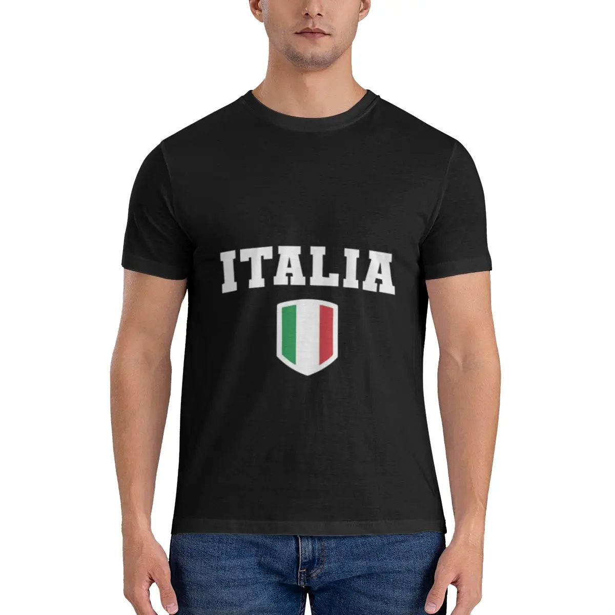 

Italia Italy With Italian Flag Men's Basic Short Sleeve T-Shirt Funny Print T Shirt