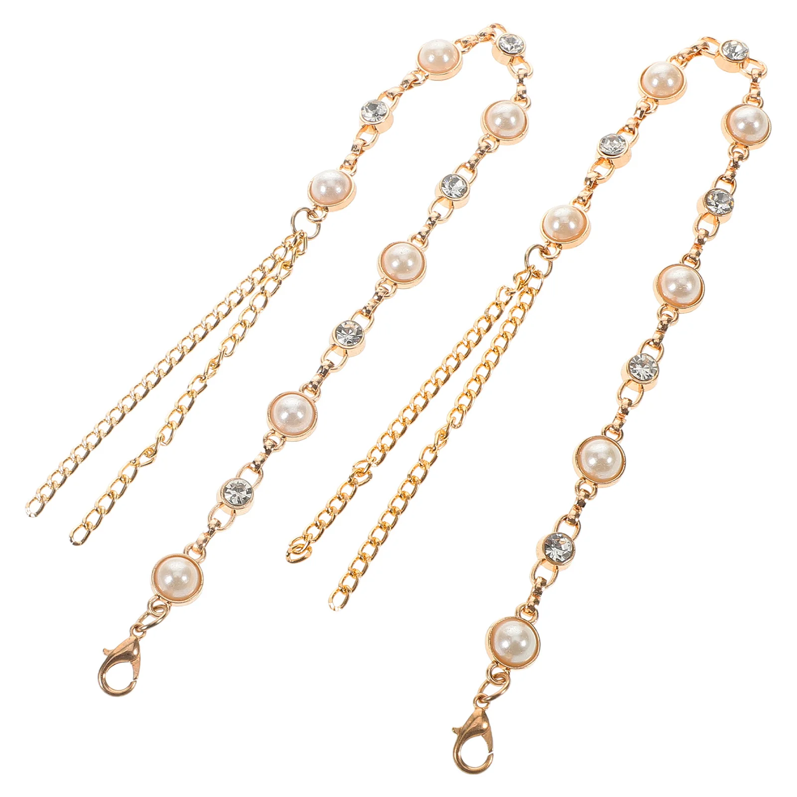 1 زوج اللؤلؤ حجر الراين أحذية عالية الكعب الأشرطة انفصال المضادة للانزلاق سلاسل الأحذية أنيق الأحذية اكسسوارات للكعوب