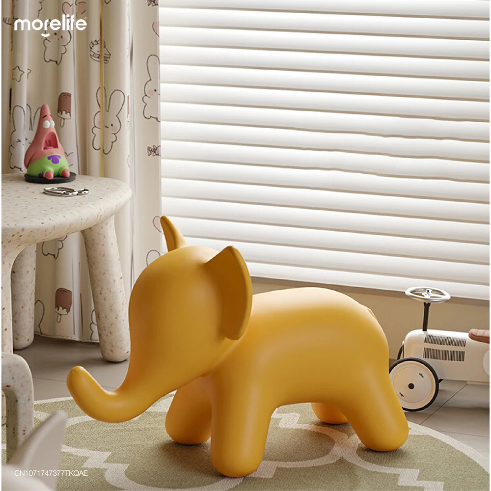 Nordic Creative Small Elephant Chair Plastic Stool Living Room Fun Cartoon Elephant Shaped Chair Bench Ottoman Home Furniture