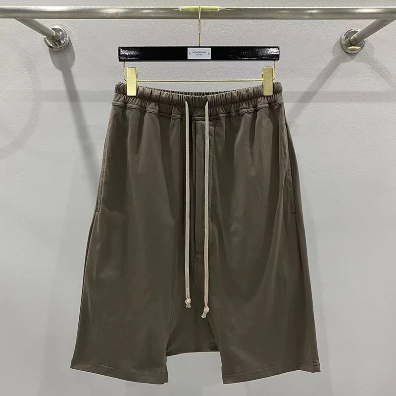 High Qulaity Cotton Men's Dark Five Point Harlan Suspension Pants Shorts Elastic Waist Casual Loose Shorts