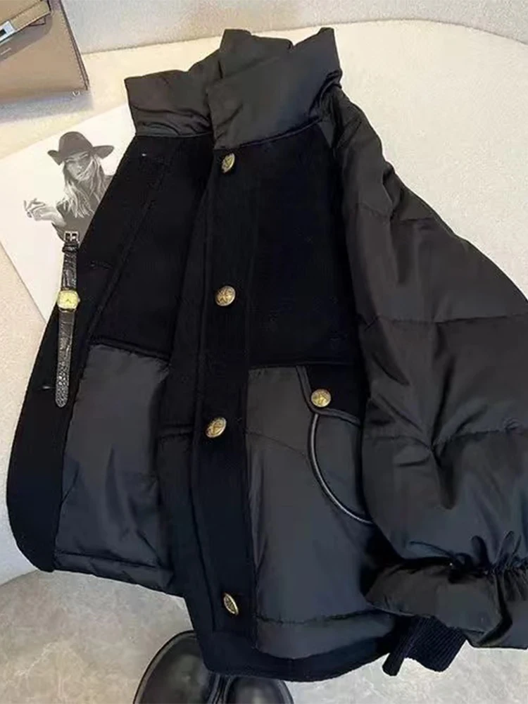 Giacca Parka gotica nera da donna Giacca calda in cotone dolcevita addensato Harajuku Giacche imbottite vintage Capispalla Abiti anni 2000