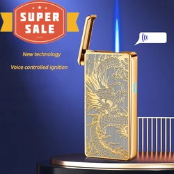 2023 New Voice Controlled Switch Lighter, Gas Electric Dual Fire Windproof Lighter, Can Add Gas Repeatedly, A Gift for Men