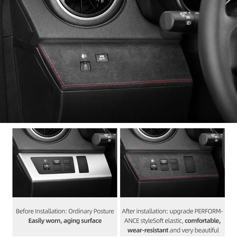 For Mazda 3 Axela 2010-2013 Made of Alcantara Carbon Fiber Headlight Lamp Switch Panel Trim Sticker Car Interior Accessories - view 4