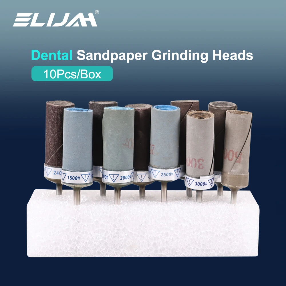 

ELIJAH 10Pcs Sandpaper Grinding Heads Abrasive Buffing Wheel 2.35mm Shank Polishing Mini Drill Bit Rotary Tool Dentist Materials