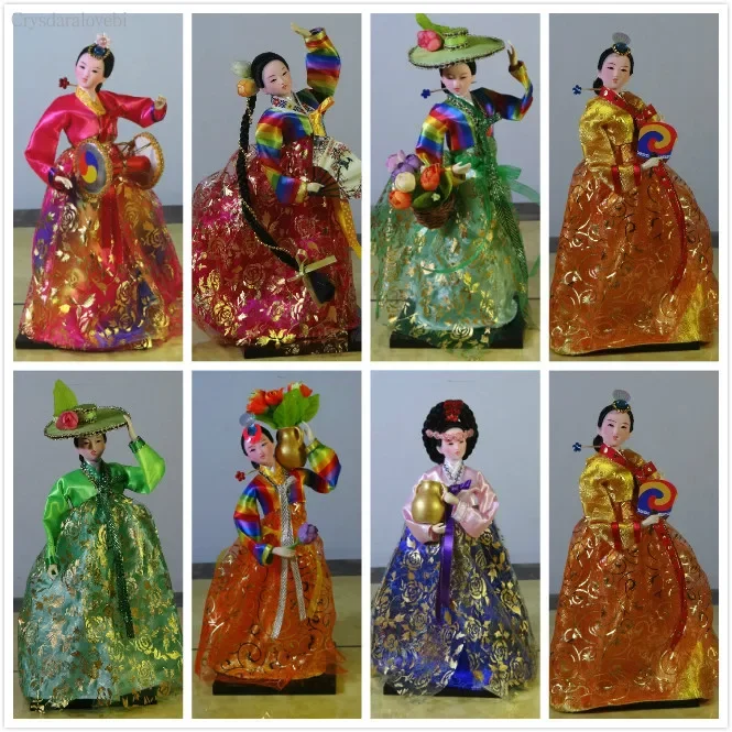 Traditional Korean Resin Doll 30CM Exquisite Hanbok Dolls For Home Decoration Korean Folk Doll Statuette Dolls Art Crafts