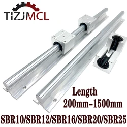 2PCS SBR12 SBR16 SBR20 SBR10 SBR25 Linear Guide Rail 200 500 1000 1500mm With SBR 10/12/16/20/25UU Bearing Block For CNC 3D Part