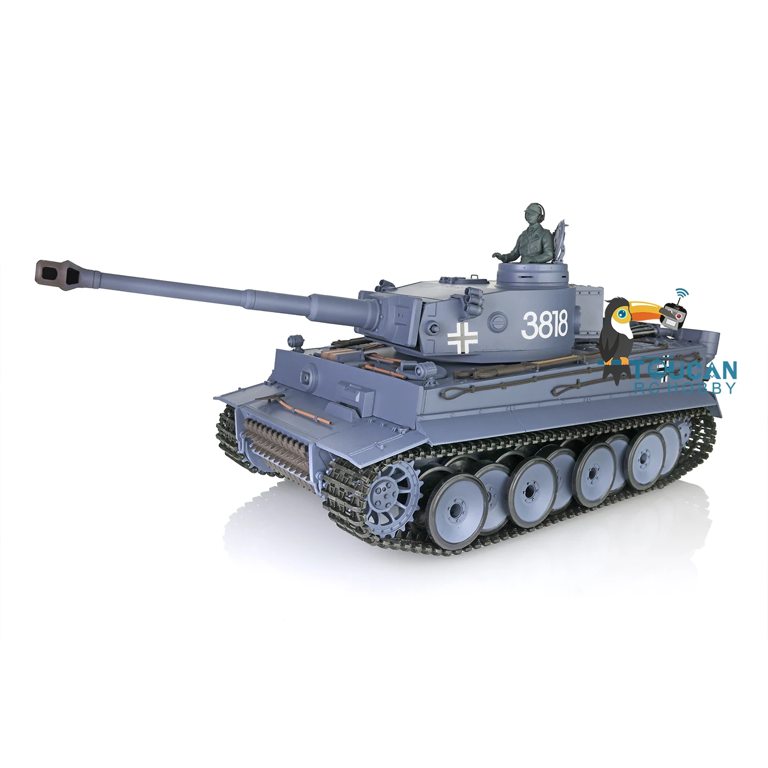 Heng Long 1/16 7.0 Plastikowy niemiecki czołg RC Tiger I RTR 3818 360 ° Obrotowa wieża IR BB Airsoft z efektem dymu Model RC TH17235-SMT8