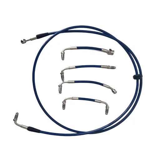 Imagen 2 del producto Reinstalación de manguera de freno hidráulico de automóvil M10x1 90 °   Conjunto de tubo de línea de aceite de embrague de manguera de freno Universal automática trenzada de acero inoxidable AN3 macho giratorio