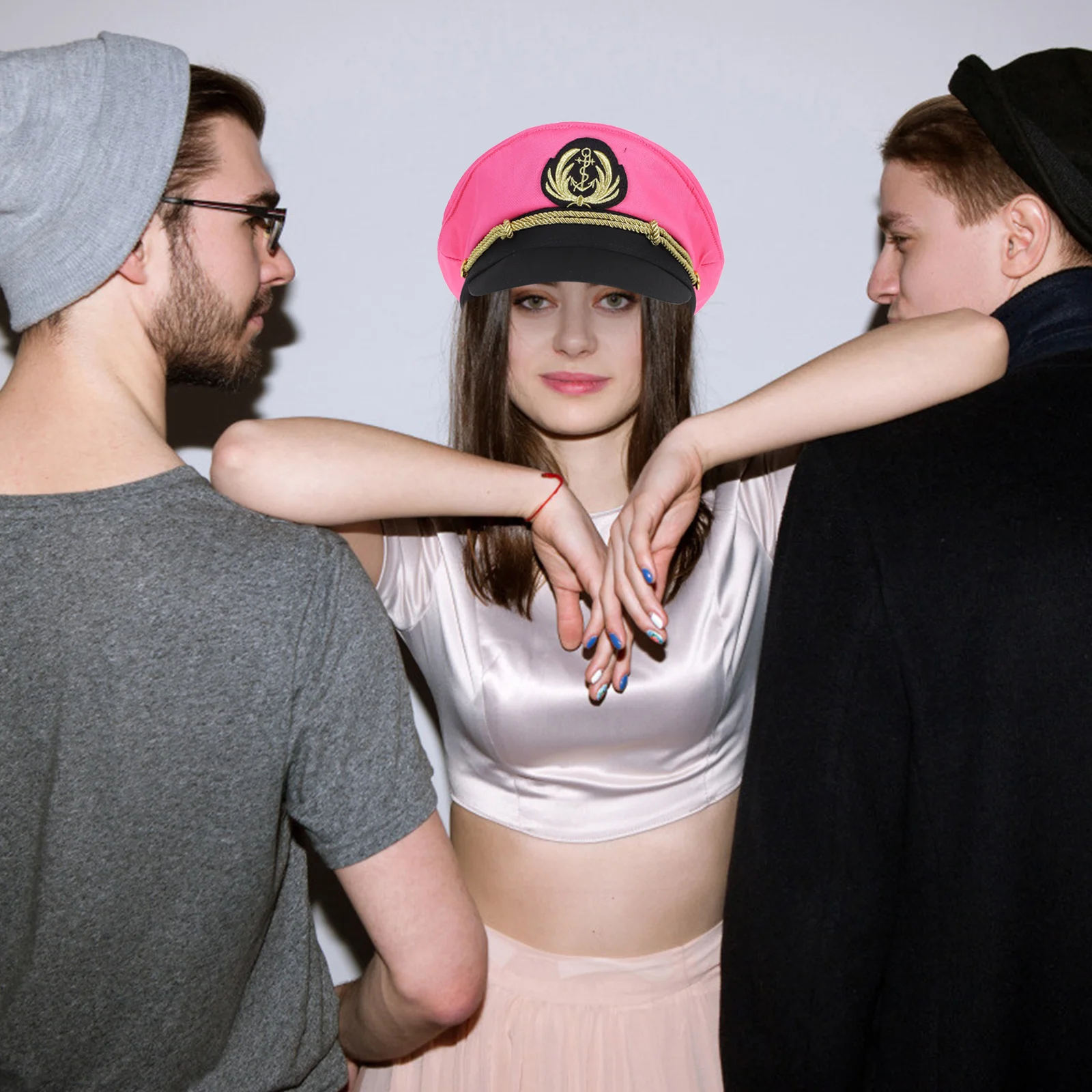 

Embroidered Navy Cotton Sailor Hat For Men Women Nautical Captain Hat Yacht Boat Party Cosplay Accessory