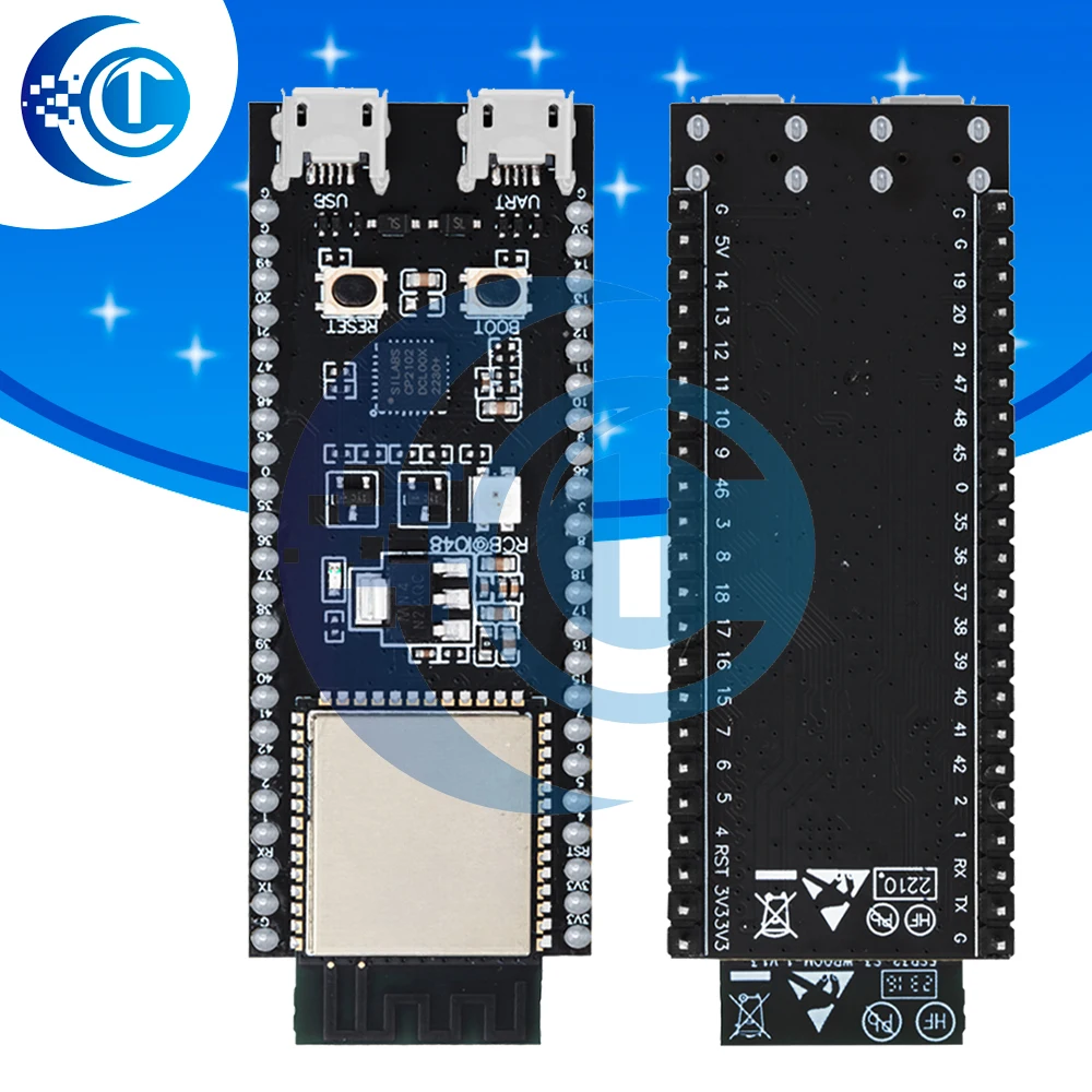 RCmall ESP32-S3-De-vKitC-1 N16R8 Development Board: Wi-Fi + BLE MCU Module – 16MB Flash with Complete Wireless Functions