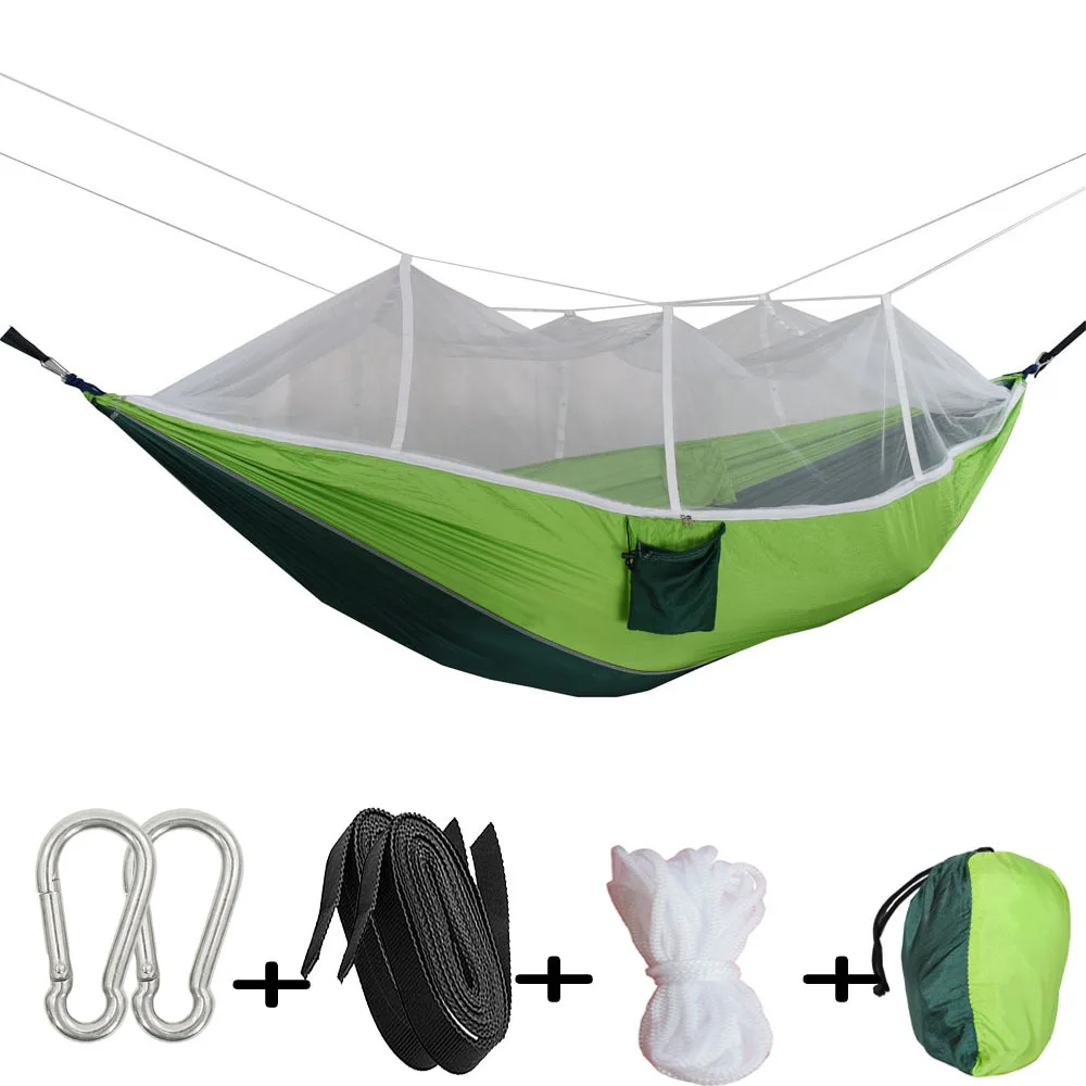 

260X140cm Portable Camping Hammock with Mosquito Net Indoor Outdoor Dorm Courtyard Leisure Swing Home Outdoor Camping Rest