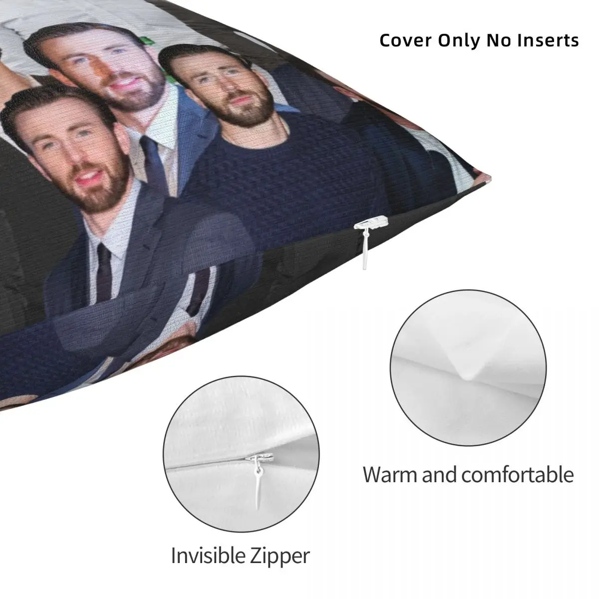 Chris Evans Photo Collage Square Pillowcase Polyester Linen Velvet Printed Zip Decorative Pillow Case Bed Cushion Cover