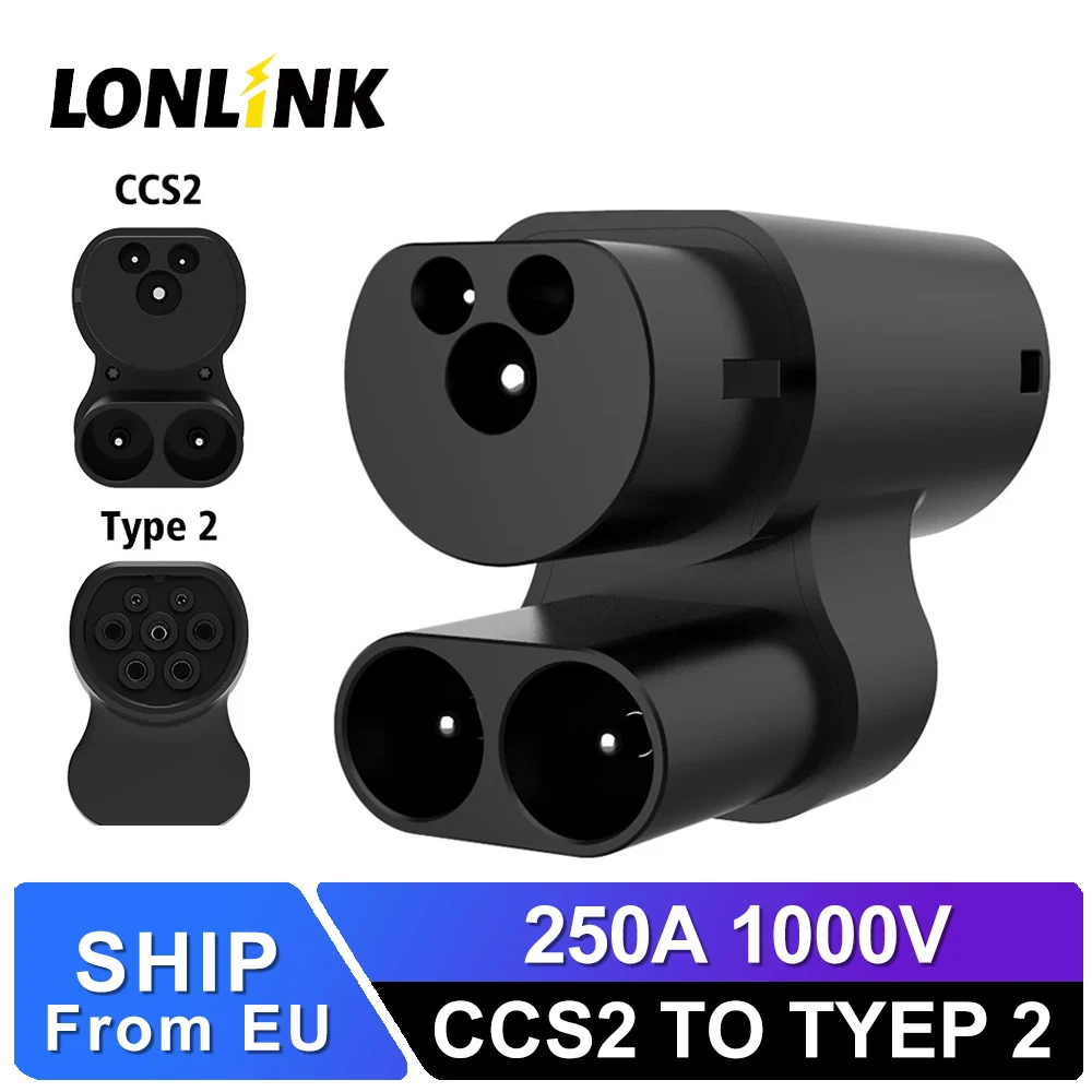 Lonlink CCS2 To Type2 Adapte 250KW Electric Vehicle Charging Connector Portable Electrical car devices ev charger type 2 charger