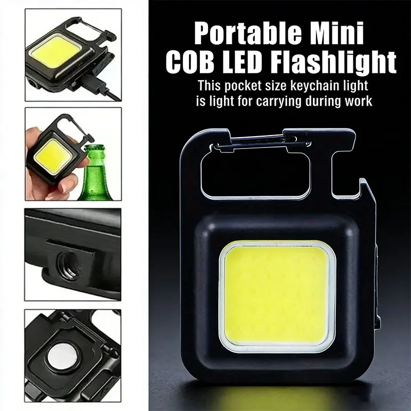 

Суперяркий мини-фонарик COB с креплением на ключи, перезаряжаемый, водонепроницаемый, для кемпинга и активного отдыха